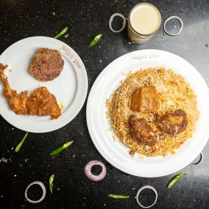 Basmati Kacchi Half with Chicken Roast, Borhani & Jali Kebab