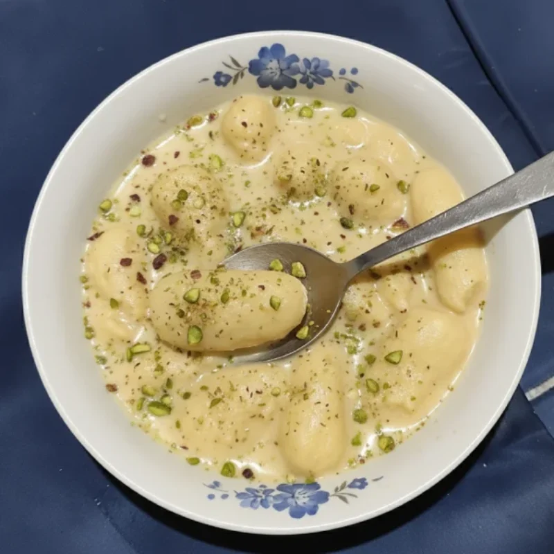 Ros Malai with Pistachio Garnish